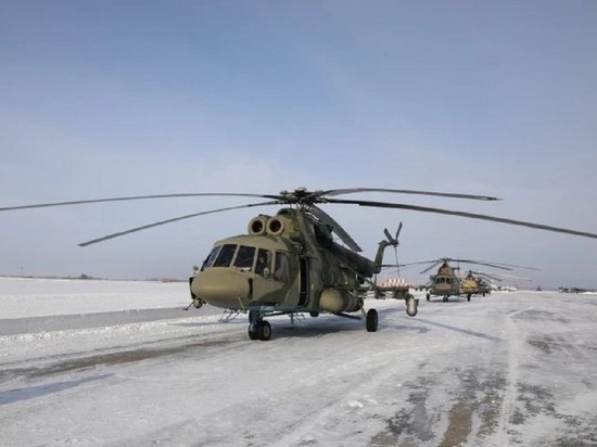 Военные учения на вертолетах Ми-8 «Терминатор» проходят в Новосибирской области в марте