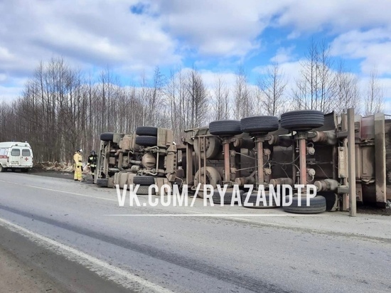 На трассе под Рязанью перевернулась фура