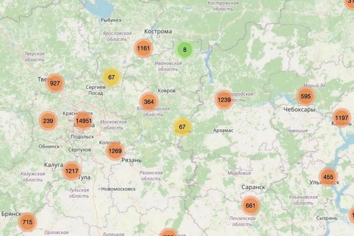 Карта со слитыми данными Яндекс