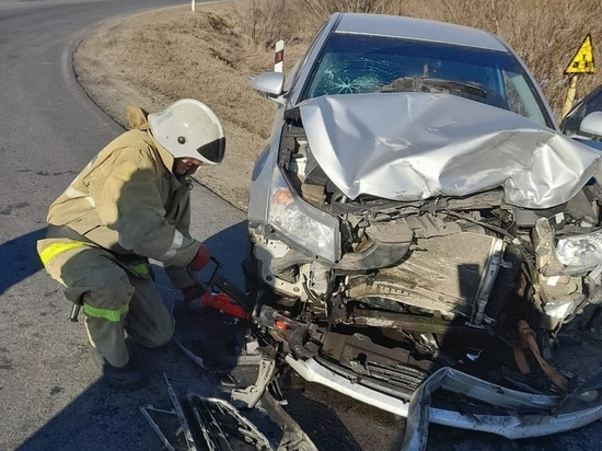 В Курской области лоб в лоб столкнулись грузовой Ford и легковой Chevrolet