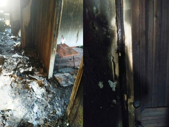 В аварийном доме в Карелии тушили пожар и взломали дверь