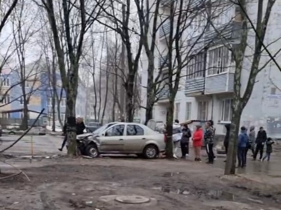 На улице Крупской в Рязани пьяный водитель Renault врезался в дерево