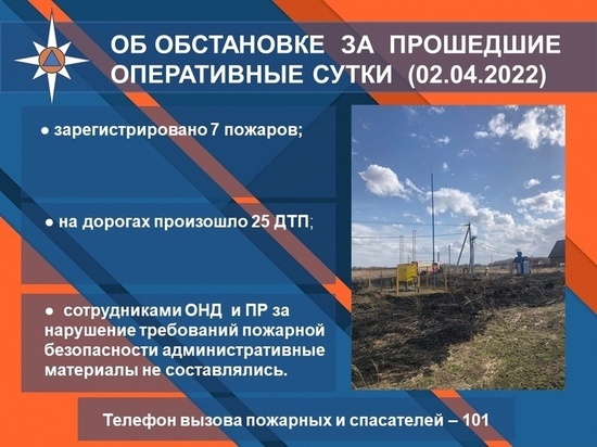 В Курской области за один день произошло 7 пожаров