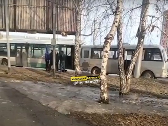 В Барнауле возле ТЦ «Огни» столкнулись два автобуса