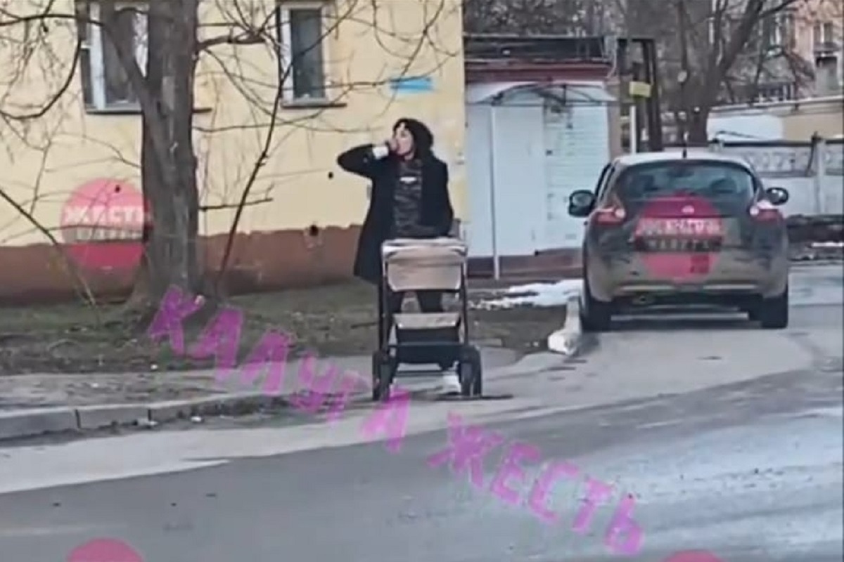 В Калуге полиция изучает видео, на котором пьяная женщина гуляет с