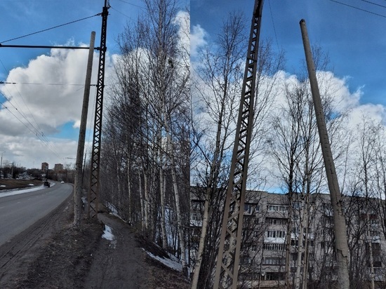 Жителей Петрозаводска пугает аварийный столб на Ключевском шоссе