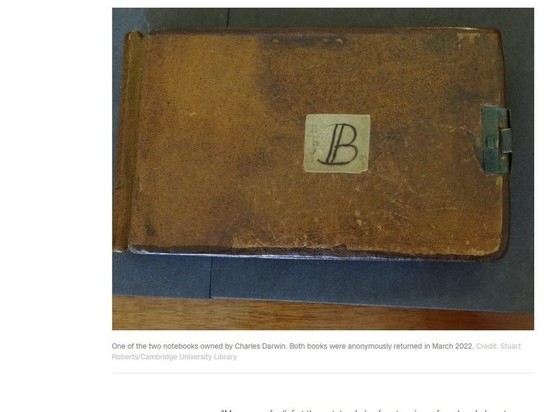 Утерянные тетради Дарвина стоимостью в миллионы вернулись с загадочной запиской