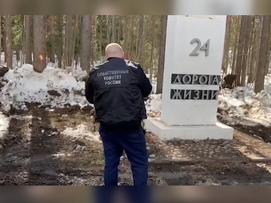 Вандалы оторвали серп и молот от столба Дороги жизни у деревни Рахья