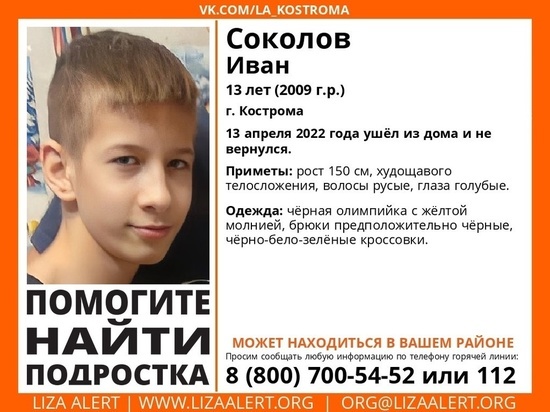 В Костроме идут поиски подростка 13-ти лет