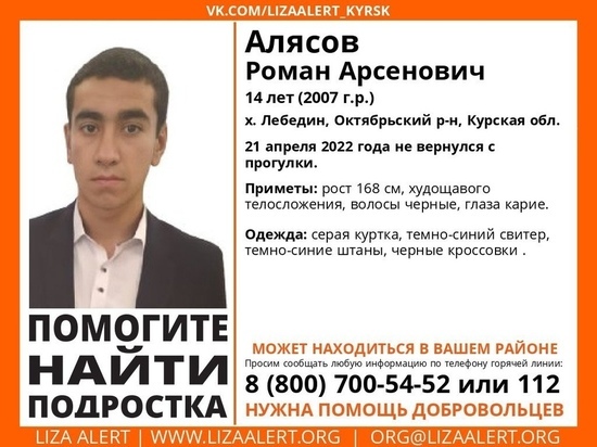 Под Курском пропал без вести 14-летний подросток из хутора Лебедин