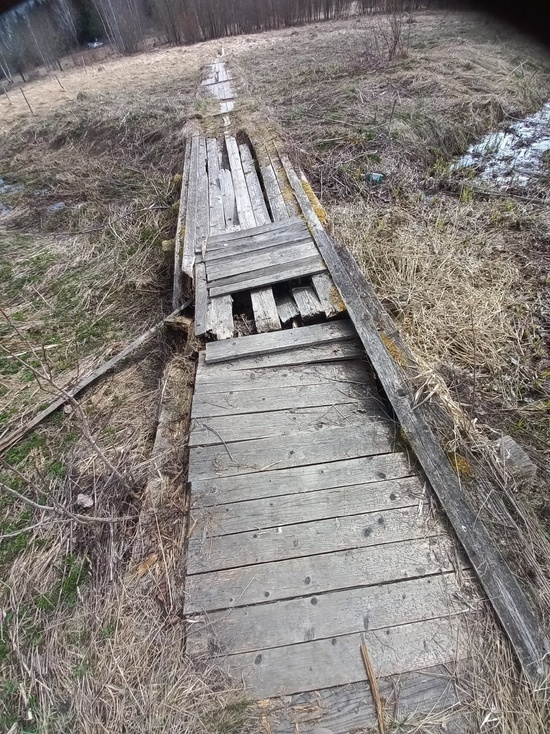 В Тверской области разрушается деревянный настил, ведущий на кладбище
