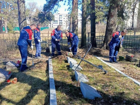 Сотрудники Аварийно-спасательной службы привели в порядок военные захоронения в Ленобласти