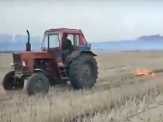 Под Новосибирском тракториста поймали за поджогом сухой травы