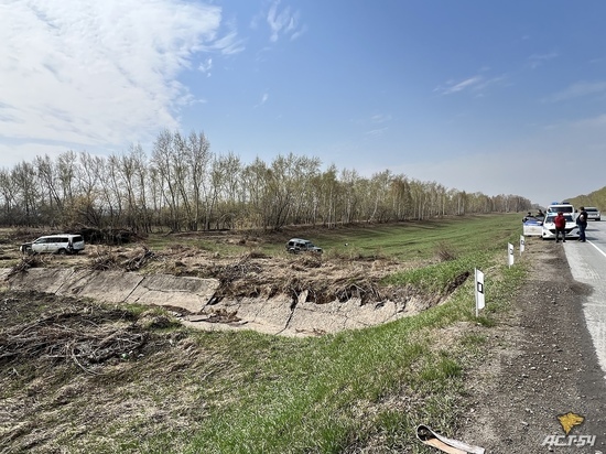 Две иномарки слетели с трассы под Новосибирском