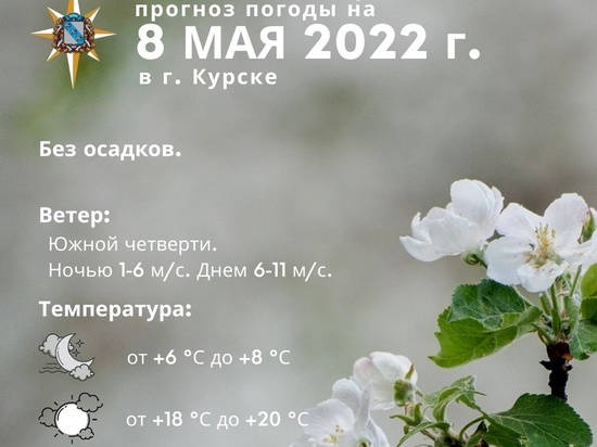 В Курской области 8 мая ожидается умеренный ветер и до +20 градусов