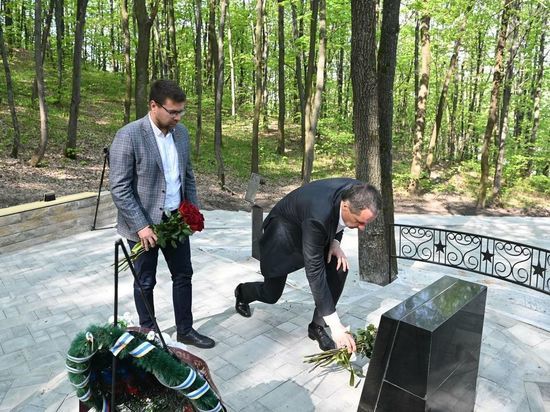 Вячеслав Гладков и Антон Иванов посетили в Белгороде могилу неизвестного лётчика
