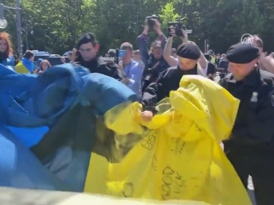 В Берлине у активистов полиция отобрала украинский флаг