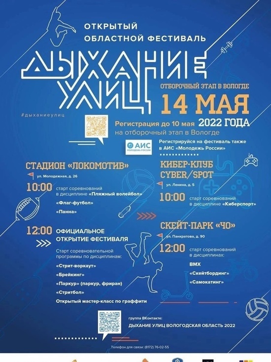 Отборочный этап фестиваля «Дыхание улиц» пройдет в Вологде 14 мая