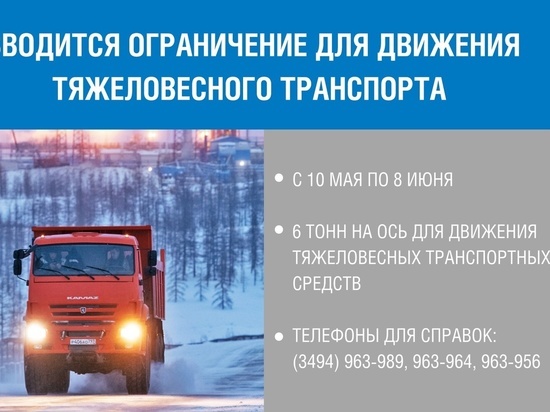 На дороге Коротчаево — Тазовский ввели ограничения для проезда грузовиков