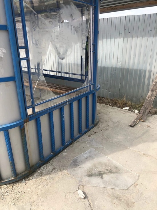 Хулиганы выбили стекло в остановке у колледжа Ноябрьска