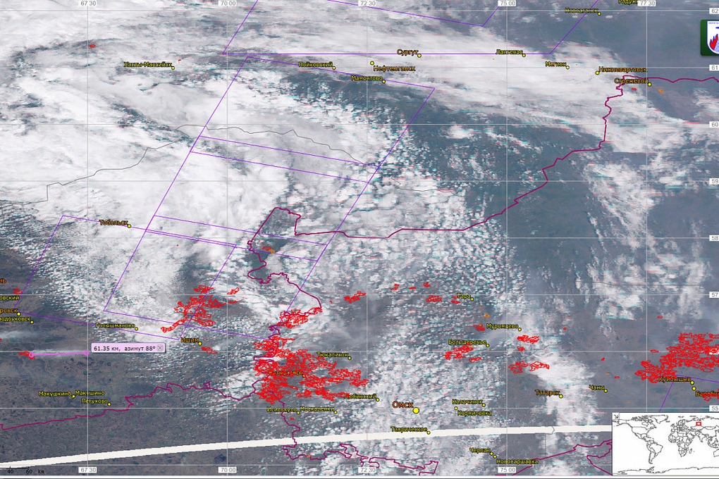 Карта действующих пожаров в тюменской области
