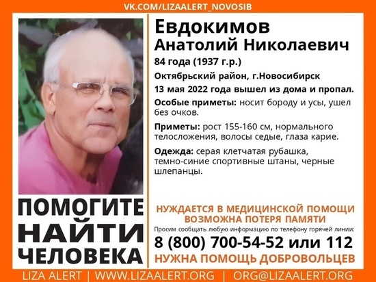 В Новосибирске объявлен срочный сбор на поиски 84-летнего пенсионера