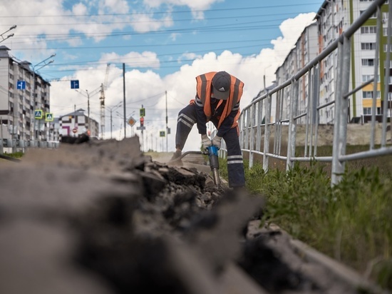 В Курске тротуар на проспекте Плевицкой отремонтируют к концу мая