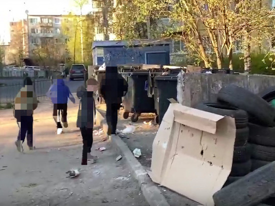 Дети в столице Карелии играют на площадке для мусорных контейнеров