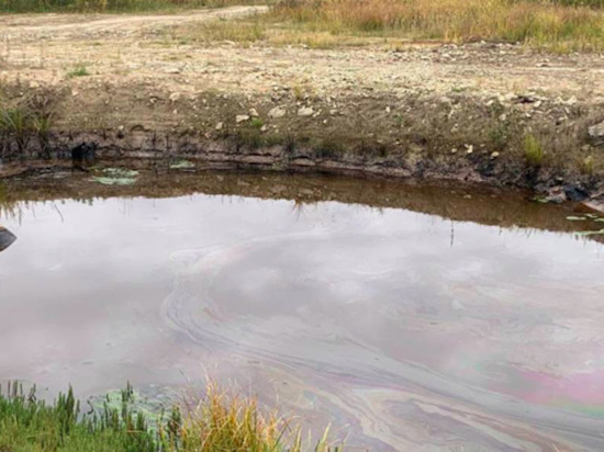 Нефть залила территорию бывшего битумного завода на севере Сахалина