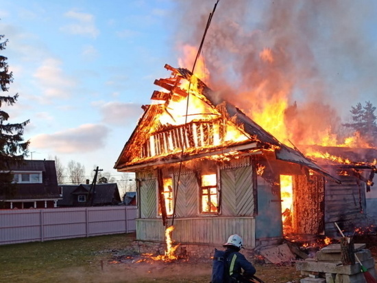 Пожарные час тушили горящий частный дом во Всеволожске