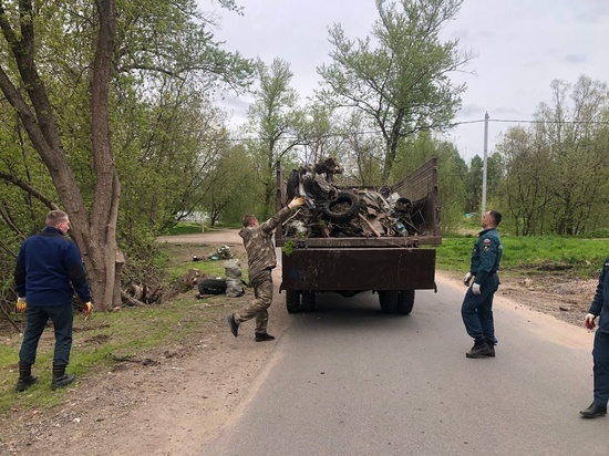 Пожарные провели субботник под Тихвином