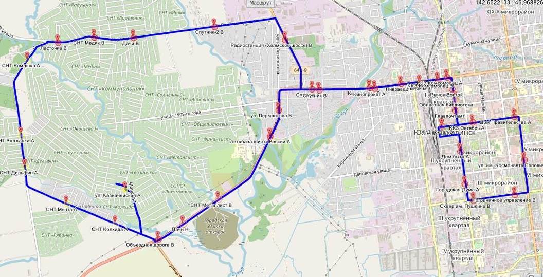 Схема маршрутов автобусов южно сахалинск