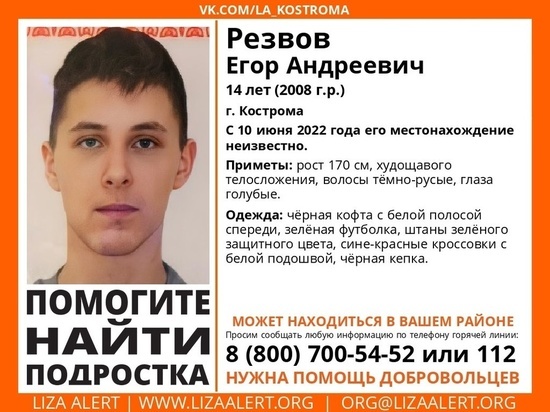 В Костроме ищут 14-летнего подростка, пропавшего три дня назад