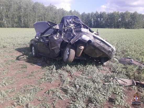 В Омской области пожилой водитель попал в больницу после опрокидывания машины