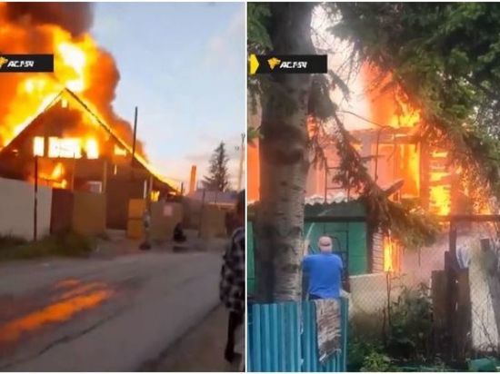 Двухэтажный дом с газовыми баллонами внутри сгорел под Новосибирском
