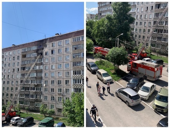 Квартира на 8 этаже загорелась на Дуси Ковальчук в Новосибирске