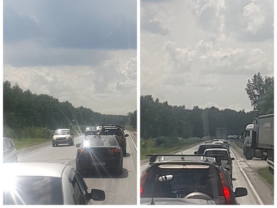 Многокилометровая пробка образовалась на въезде в Новосибирск