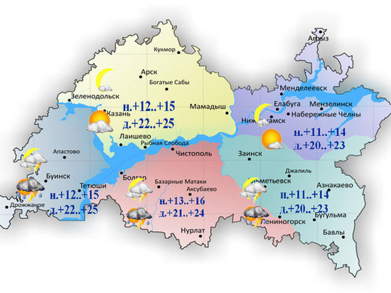 Дождь, грозы и сильный ветер прогнозируют синоптики в Татарстане в пятницу