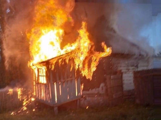 В курской деревне Миновка сгорела пристройка к дому