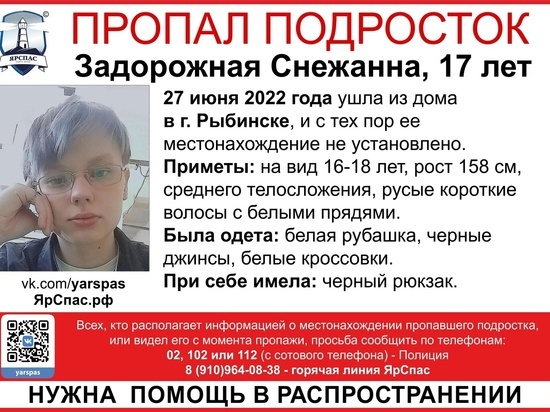 В Ярославской области ищут девушку с голубыми волосами