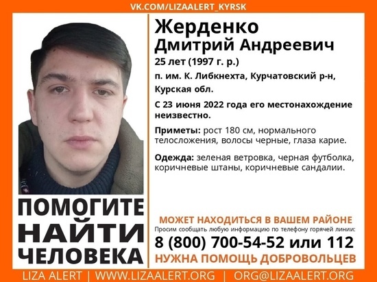 В Курской области пропал без вести мужчина в возрасте 27 лет