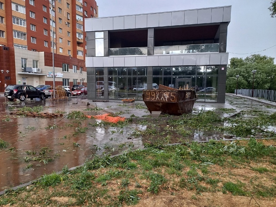 Поваленные деревья и пострадавшие авто: кадры последствий урагана в Рязани