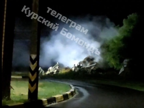 Под Курском произошел пожар после падения в стог сена сигнальной ракеты