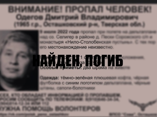 Появились подробности падения дельтаплана в Тверской области, где погиб мужчина