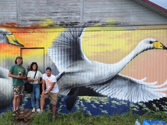 Потрясающее граффити с лебедями появилось в Карелии - МК Карелия