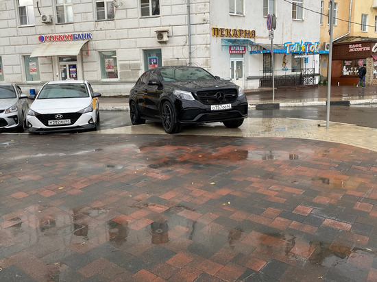 Полиция проверит факт парковки на тротуаре в цетре Рязани Mercedes с «правительственными» номерами