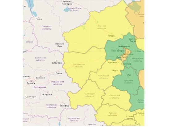 Гидрометцентр прогнозирует для Смоленщины желтый уровень погодной опасности