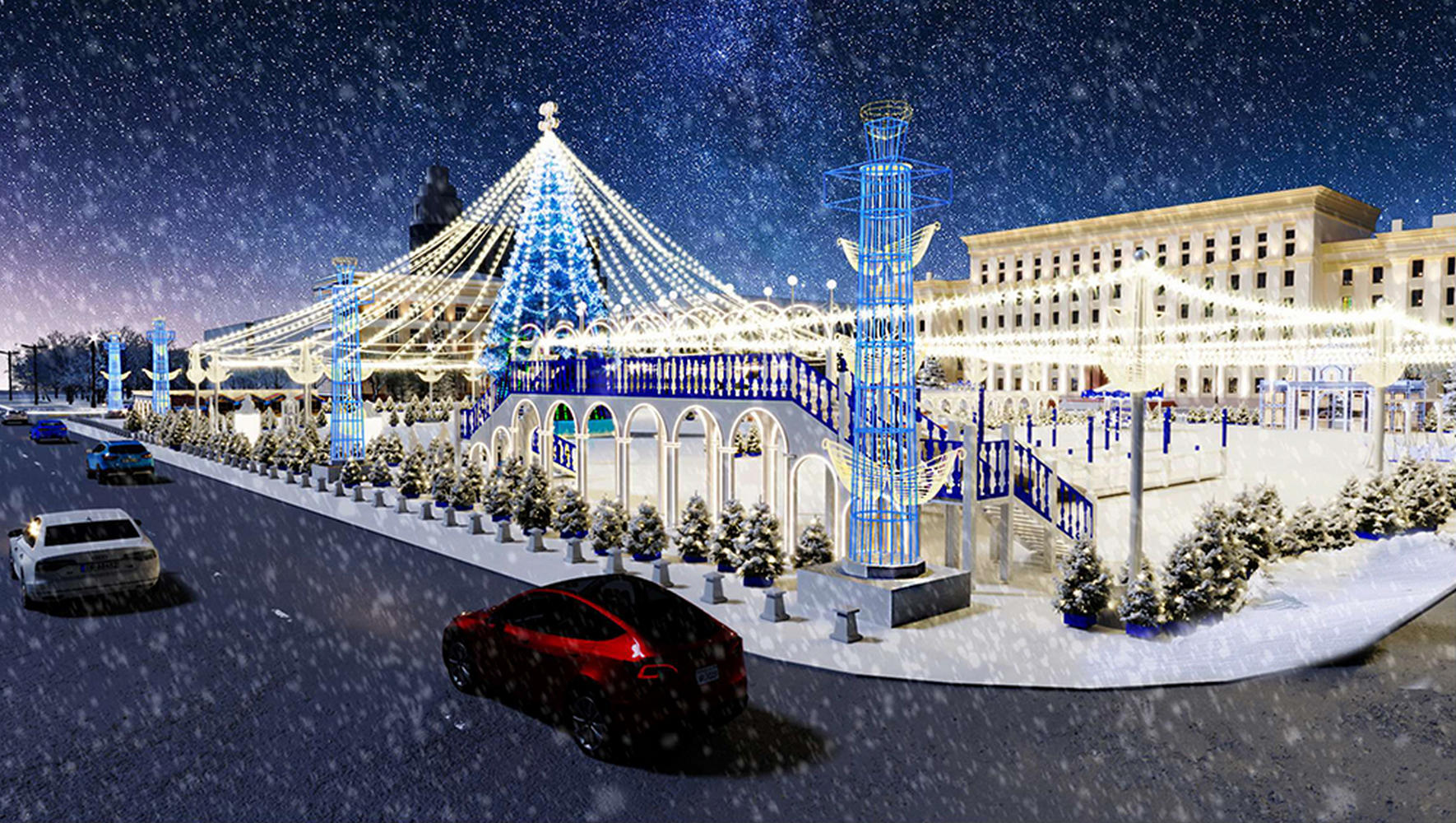 Стало известно как будет выглядеть главная площадь Воронежа в Новый год