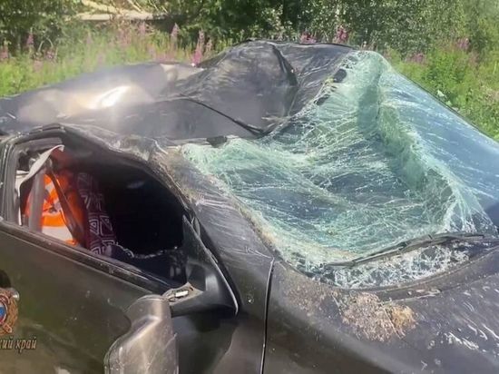 В Красноярском крае 64-летний водитель опрокинул машину с двумя детьми