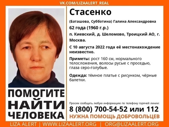 Тульские добровольцы ищут пропавшую 62-летнюю жительницу Московской области